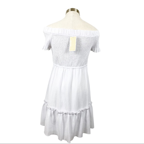 Michael Michael Kors Off The Shoulder White Dress Petite Large - Picture 5 of 10